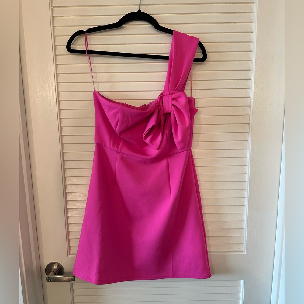 Lina Barbie Pink one shoulder mini dress